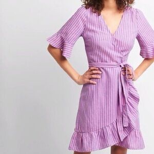 Gap Ruffle Linen Wrap Dress